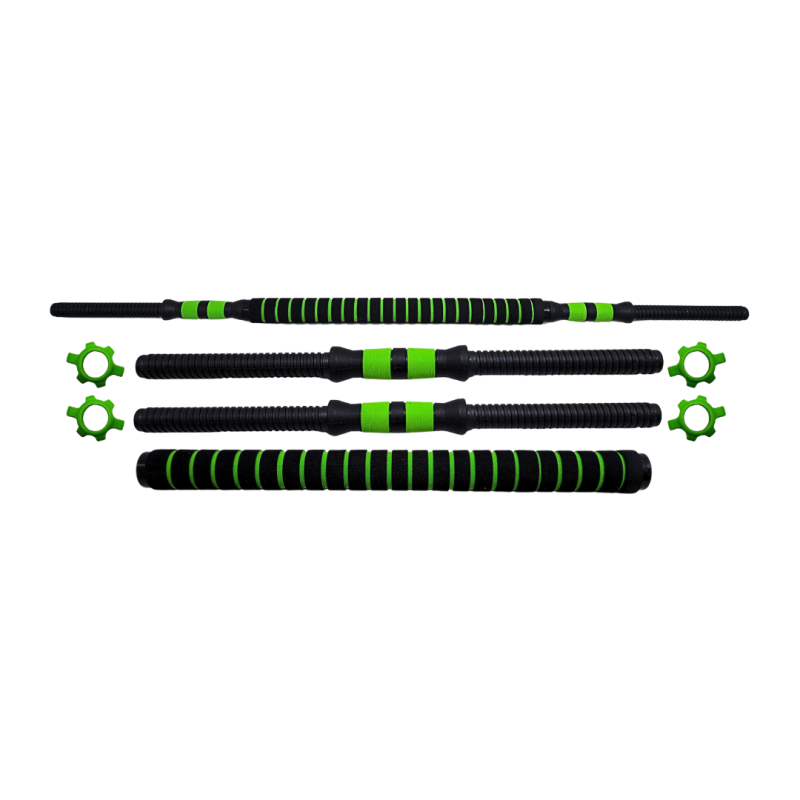 Kit Mancuernas Y Barra Ajustable Regulable A Rosca + 40 Kg. Negro