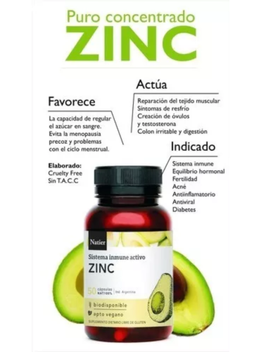 ZINC CONCENTRADO 50 CAPS NATIER