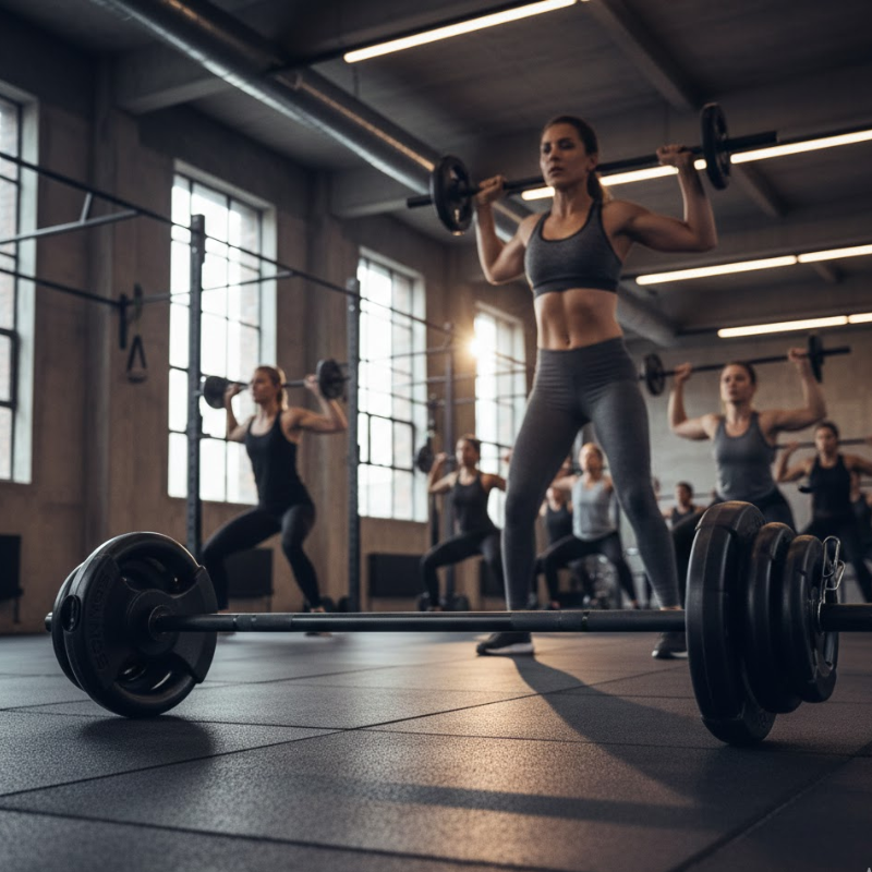 Funcional en Casa o Gym – Barra 1,20 m + 17kg Discos con Manija