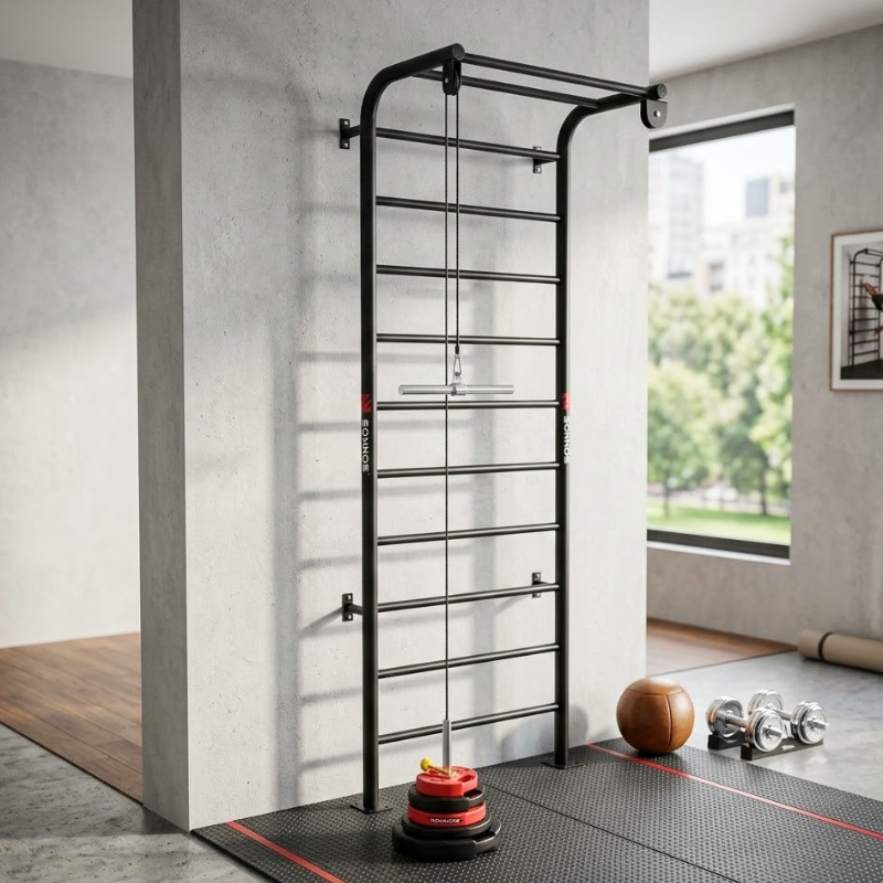 Espaldar Sonnos 2,40m con Poleas Porta Discos Gimnasio