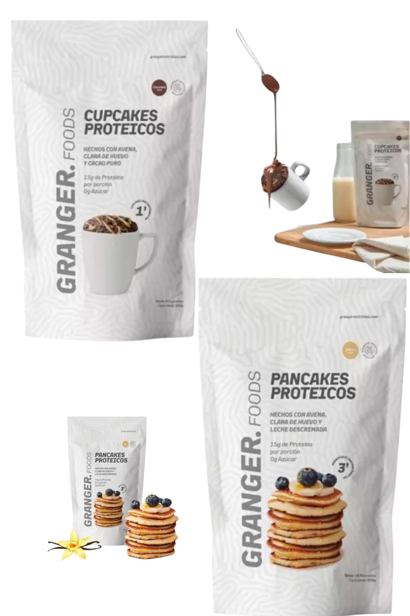 Combo SNACK SALUDABLE Pancakes proteicos y  cupcakes proteicos 8 UNIDADES