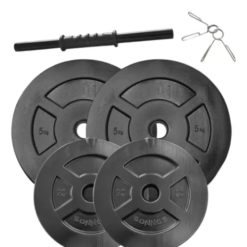 MANCUERNA SEMI MACIZA + 15kg DISCO PVC NEGRO
