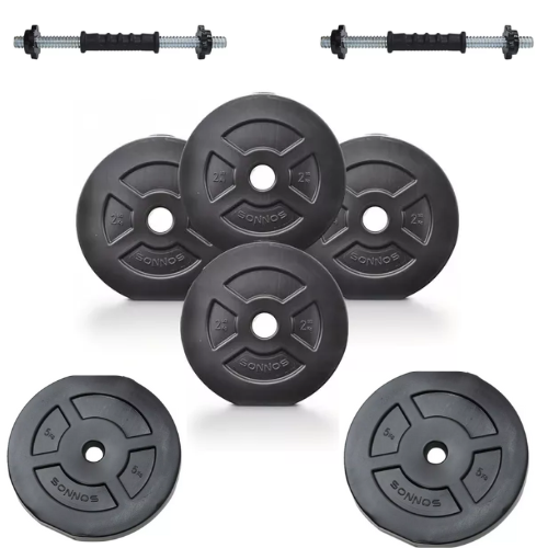 SET 20kg EN DISCO PVC LISO + 2 MANCUERNAS CROMADAS