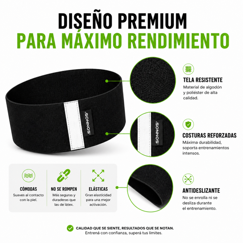 Kit Bandas de Tela Sonnos x3 – Baja Media Alta Resistencia
