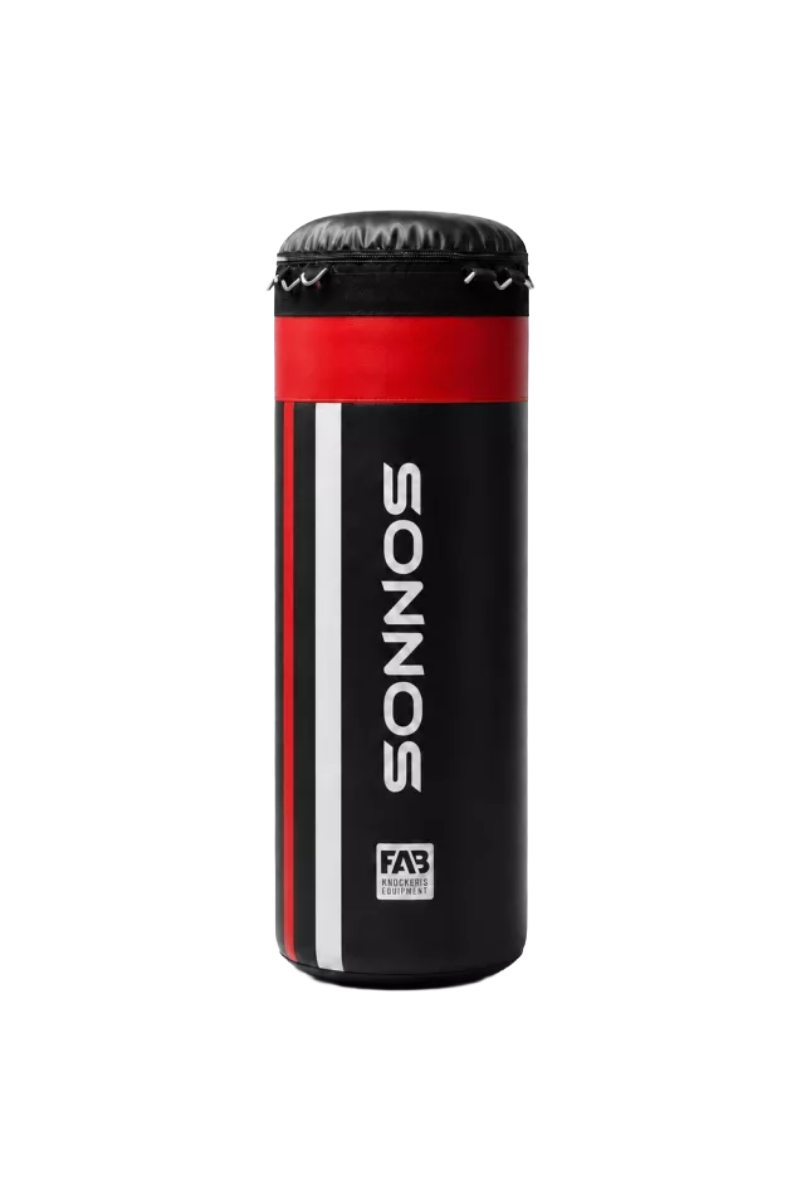 Bolsa de Boxeo Sonnos Combinada 1,50 mts negro y rojo con Relleno