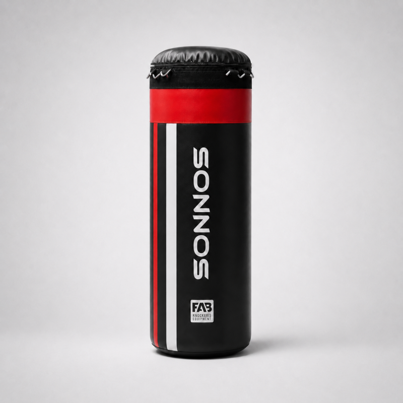 Bolsa de Boxeo Sonnos Combinada 1,50 mts negro y rojo con Relleno