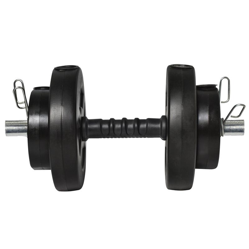 MANCUERNA MACIZA + 7 KG DISCOS PVC NEGRO