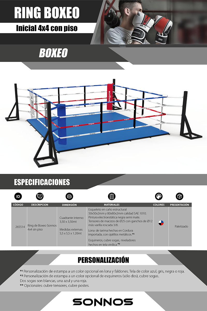 RING BOXEO SONNOS INICIAL 4mts x 4mts Amurable CON PISO