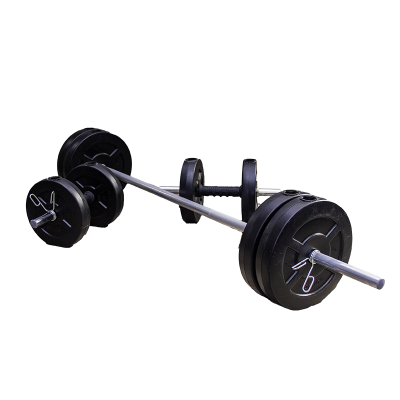 SET BARRA Y MANCUERNAS SEMI MACIZAS 30 KG DISCOS PVC