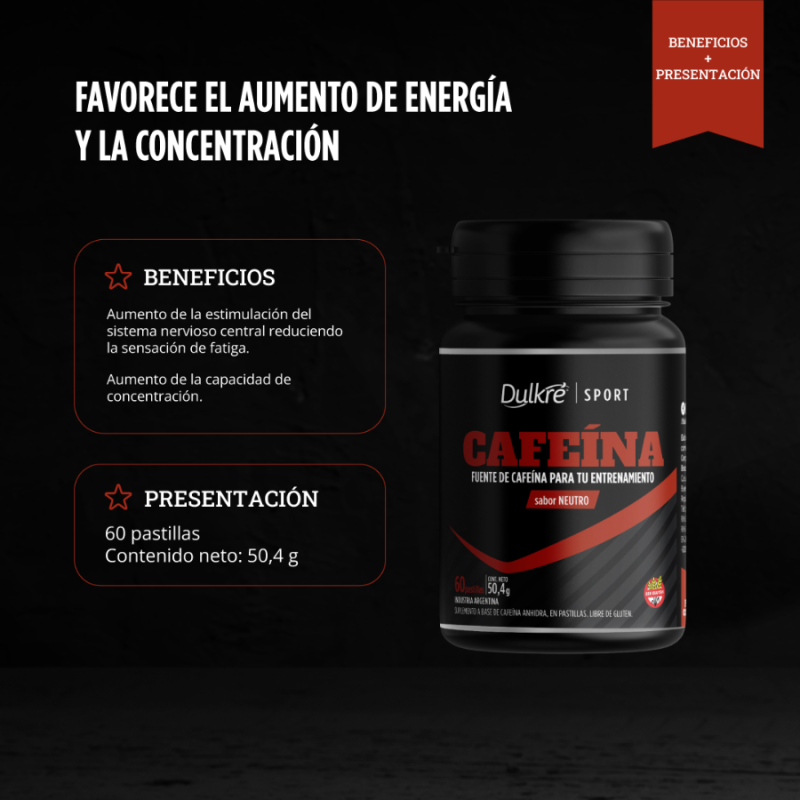 Cafeína Anhidra Dulkre 200mg – 60 Pastillas Energizantes