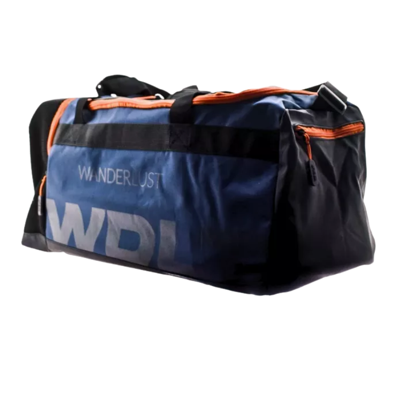 Bolso Deportivo Impermeable Wanderlust Mediano 55.5x28x28 cm Azul | 43L con Compartimiento para Zapatillas y Correa Acolchada