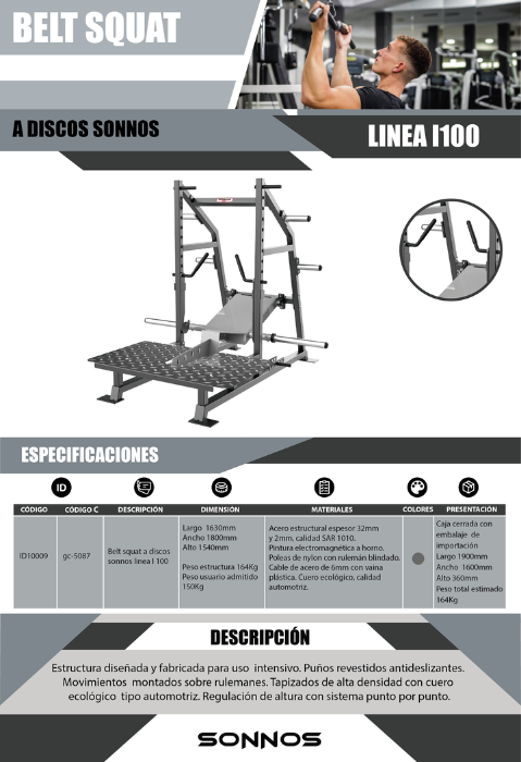 BELT SQUAT A DISCOS SONNOS LINEA I100