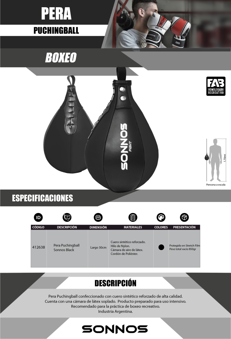 Pera Punchingball Sonnos Black de Cuero Sintético