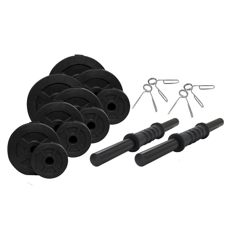 KIT MANCUERNAS + 24 KG DISCOS PVC NEGRO