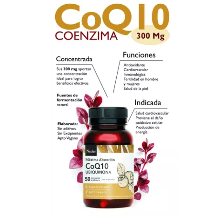 Coenzima Q10 Ubiquinona Natier 50 Cápsulas – Antioxidante Celular, Salud Cardiovascular