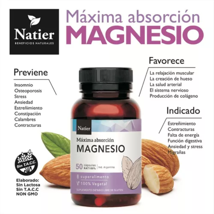 MAGNESIO CITRATO 50 CAPS NATIER máxima absorción