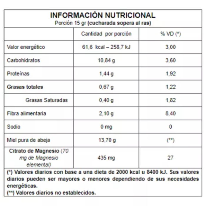 ENERGIA MAGNESIO CACAO NOBLE APICULTOR 330 grs vitalidad, inmunidad