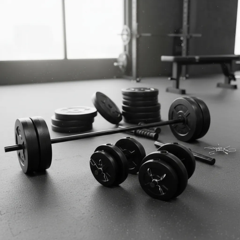 Kit de Pesas Sonnos 30 kg | Mancuernas + Barra 1.20 m + Discos de PVC Negro