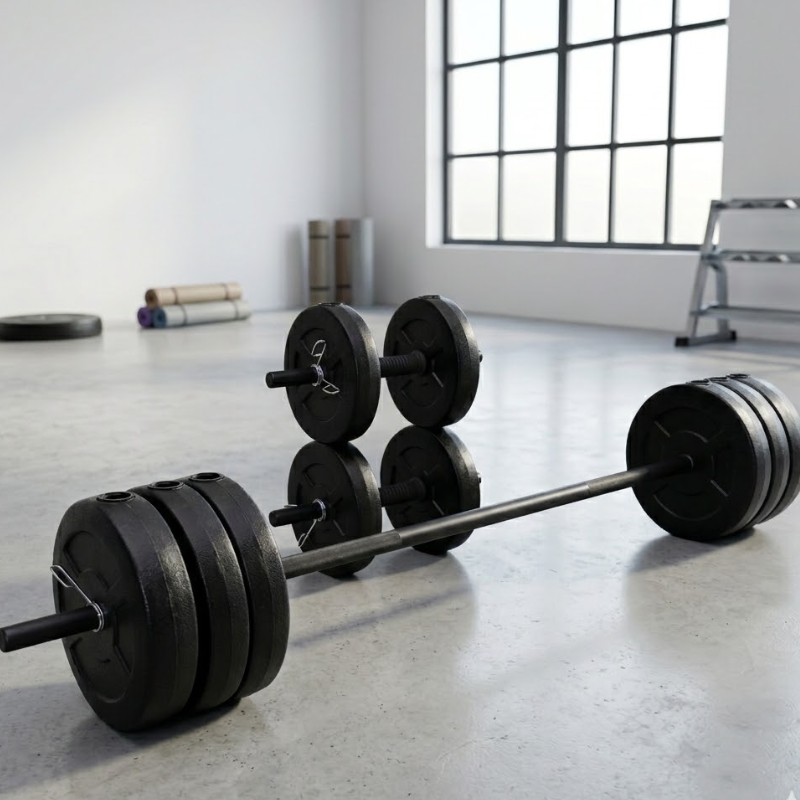 Kit Pesas Sonnos 50kg Barra 1,50m + Mancuernas Ø25mm