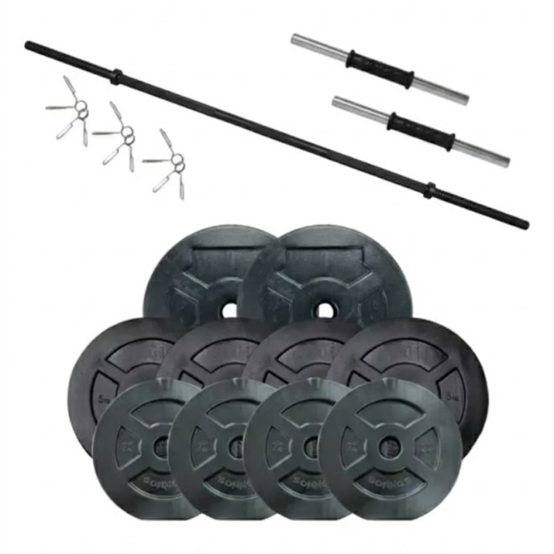 Kit Pesas 50kg Sonnos Barra 1,50m + Mancuernas