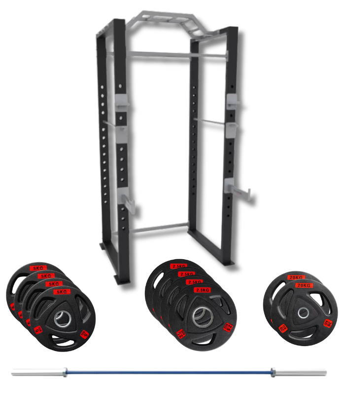 Power Rack Sonnos Pro + Barra Olímpica + Discos 70 kg Premium