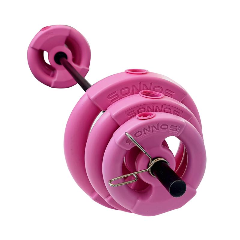 SET 17kg DISCO PVC ROSA BARRA DE 1,30 C/TOPES