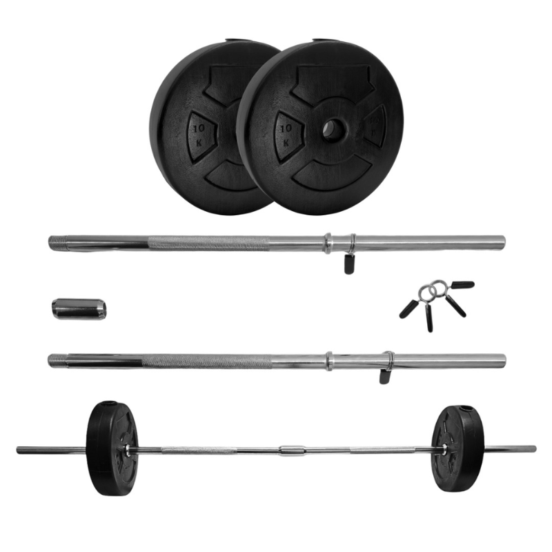 Fuerza en Casa – Barra + Mancuernas + 30kg Discos PVC Sonnos