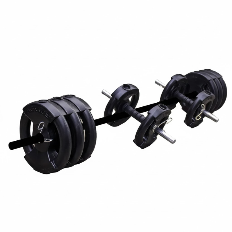 Set Barra y Mancuernas Sonnos Semi Macizas con Discos Agarre 30kg | Entrenamiento Completo Ø25mm