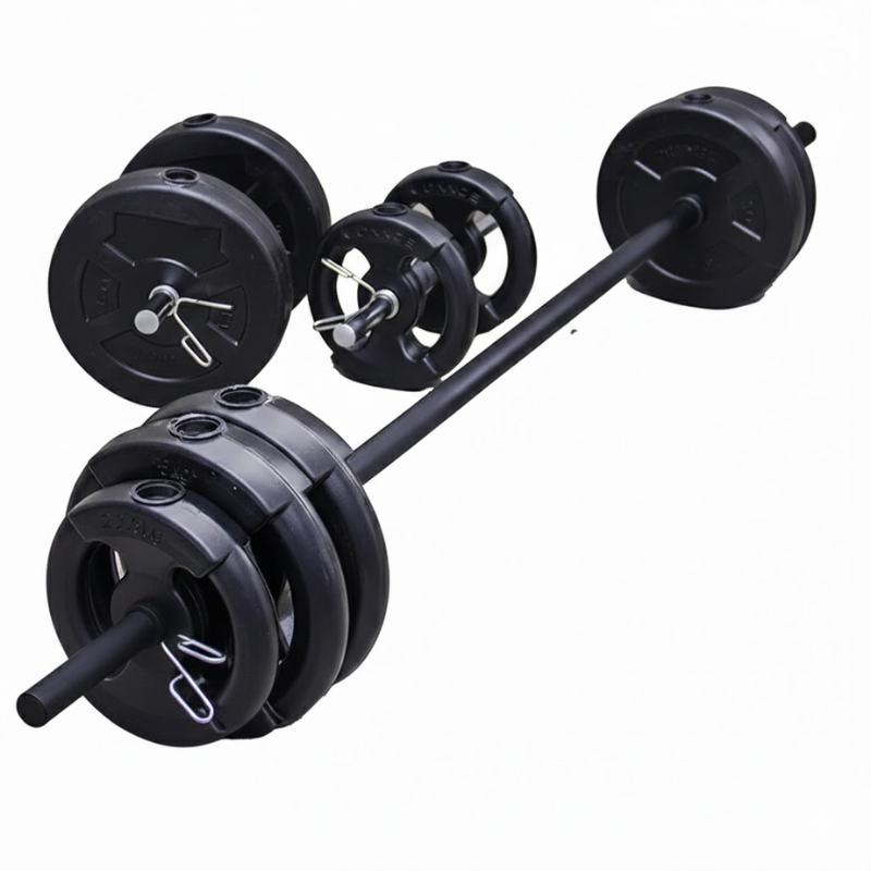 Kit 50kg Sonnos con Barra y Mancuernas Semi Macizas + Discos con Agarre PVC Ø25mm | Entrenamiento de Fuerza Completo