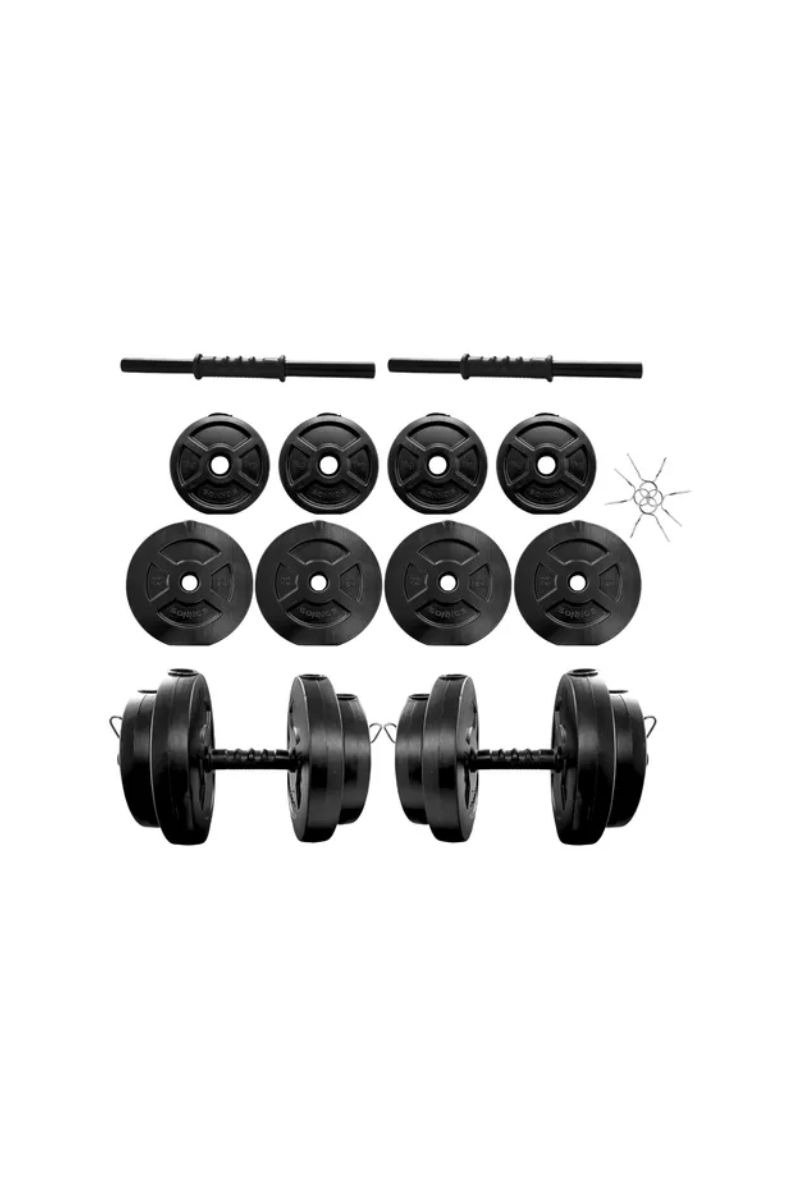 SET 14kg DISCO PVC NEGRO 2 MANCUERNAS
