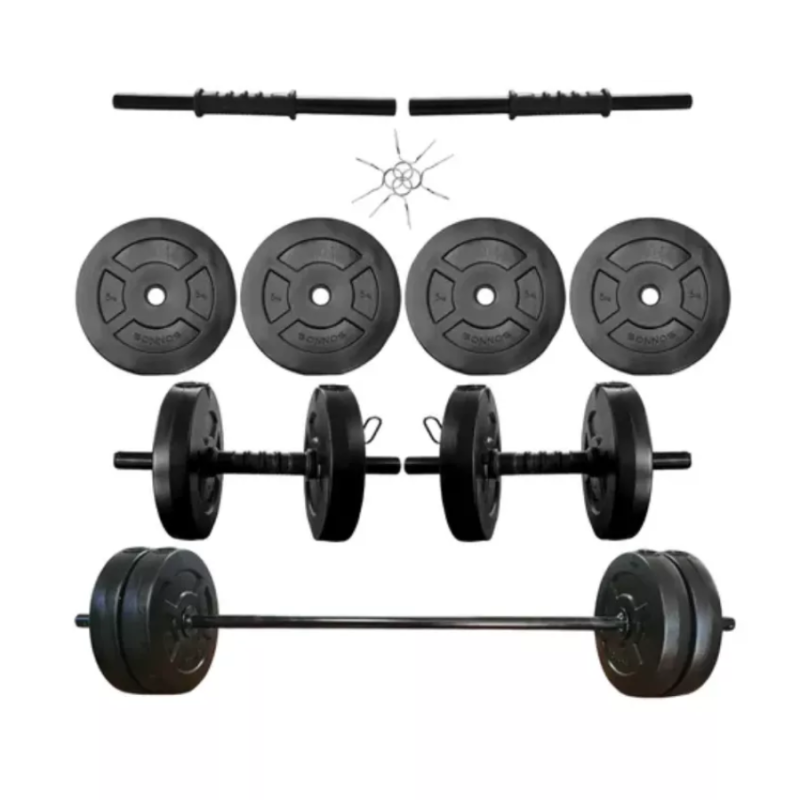 Kit de Barra 1.20 m + 20 kg en Discos PVC Sonnos | Pesas para Entrenamiento en Casa