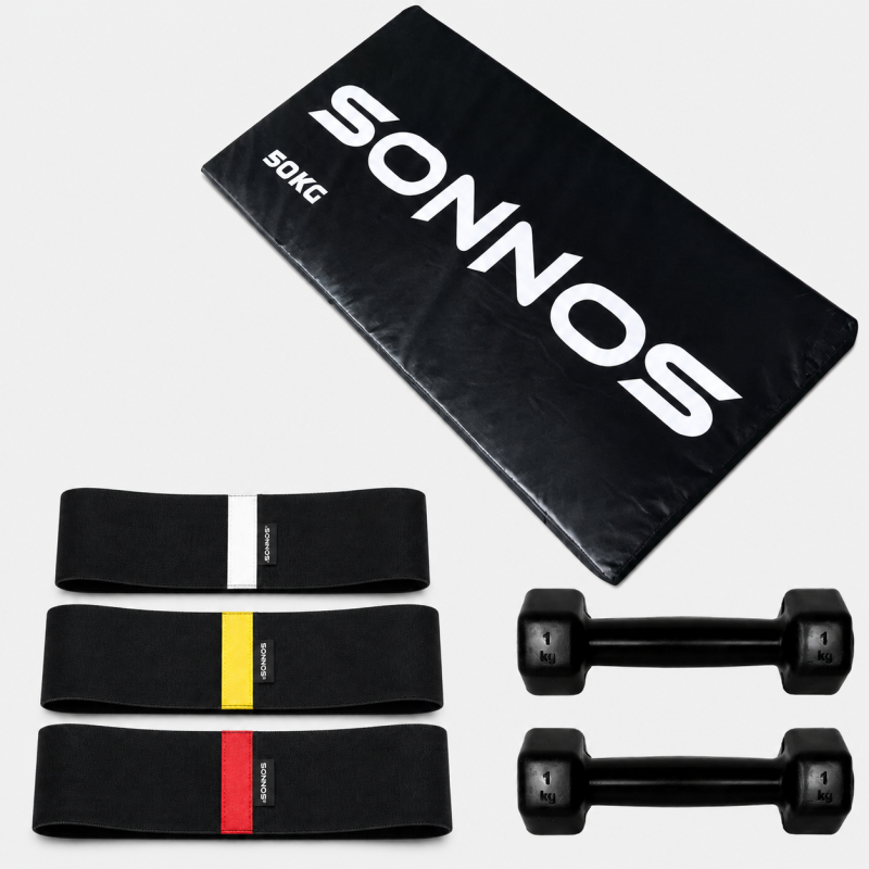 Kit Colchoneta + Bandas 3 Tensiones + Mancuerna 1kg Sonnos