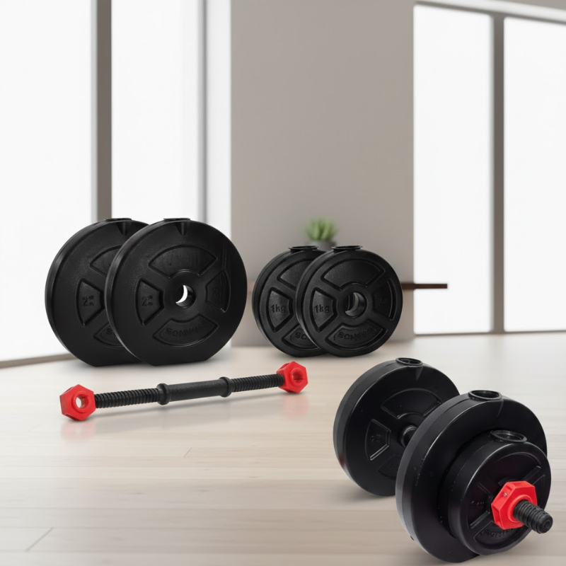 Kit 7 Mancuerna PVC a Rosca 2x2.5 kg + 2x1 kg | Discos PVC Liso para Entrenamiento en Casa