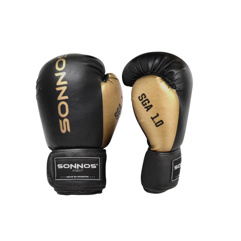 Guantes de Boxeo SONNOS SGA 1.0 Negro/Dorado 12oz | Diseño Elegante y Máxima Comodidad