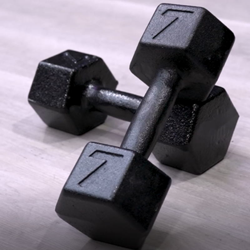 Mancuerna Hexagonal de Fundición HMT 7 kg – Pintura Gris Martillada Antigolpes