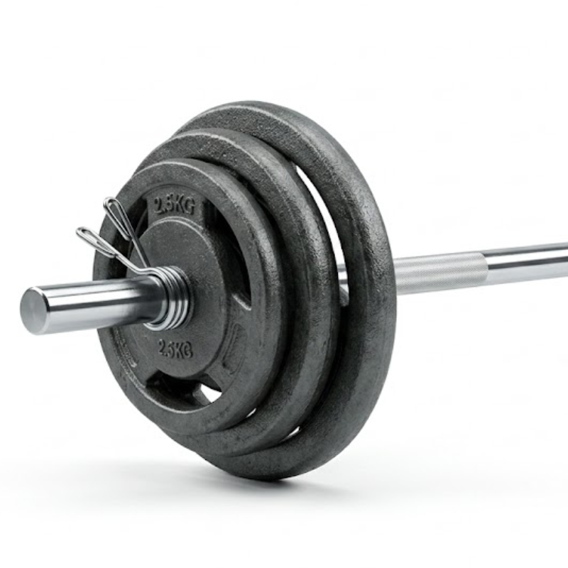 Kit Pesas 20kg Disco Fundición Trigrip + Barra y Mancuernas Sonnos