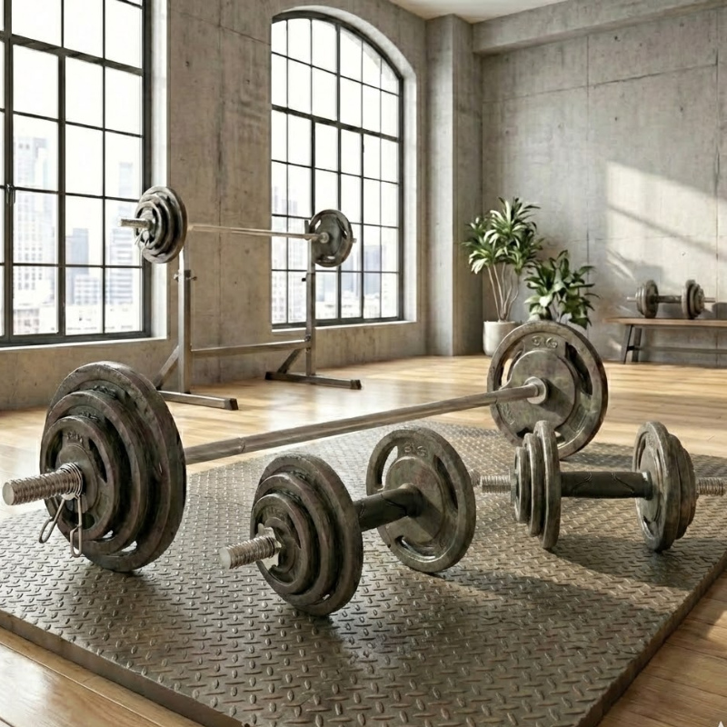 Kit Pesas 30kg Sonnos con Discos Trigrip, Barra y Mancuernas