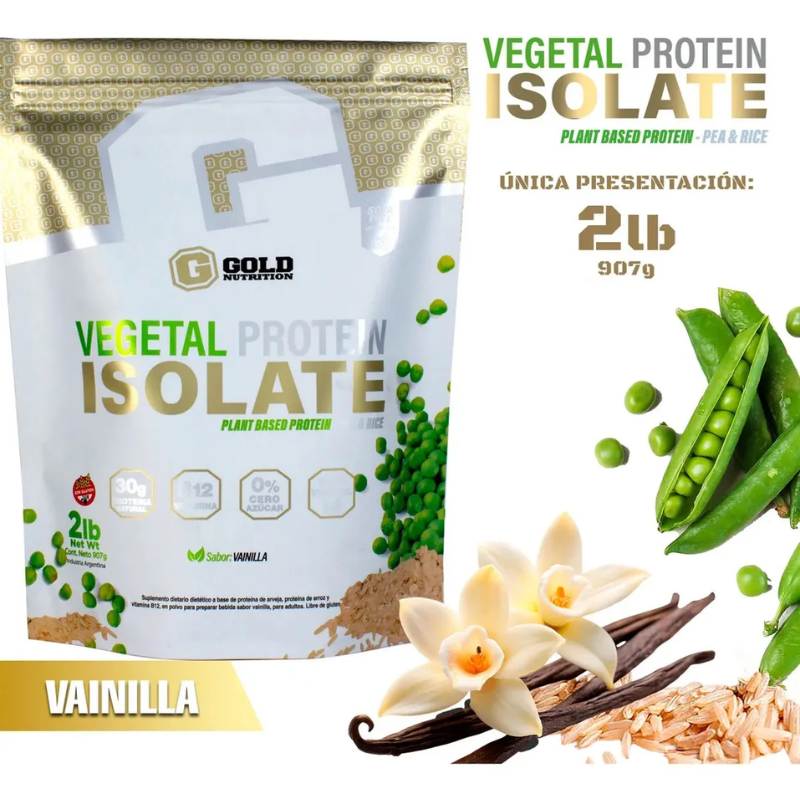 Protein Isolate Vegetal Gold Nutrition 2Lbs Arveja + Arroz