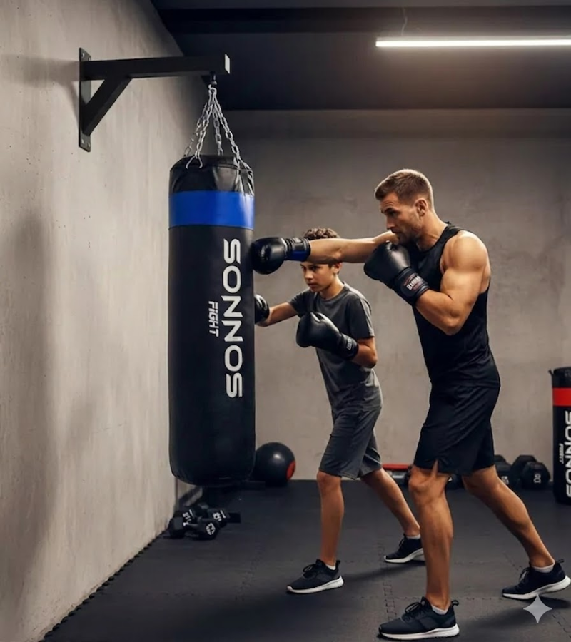 Combo Boxeo Sonnos Bolsa 1,20 m + Soporte 50 cm + Cadena