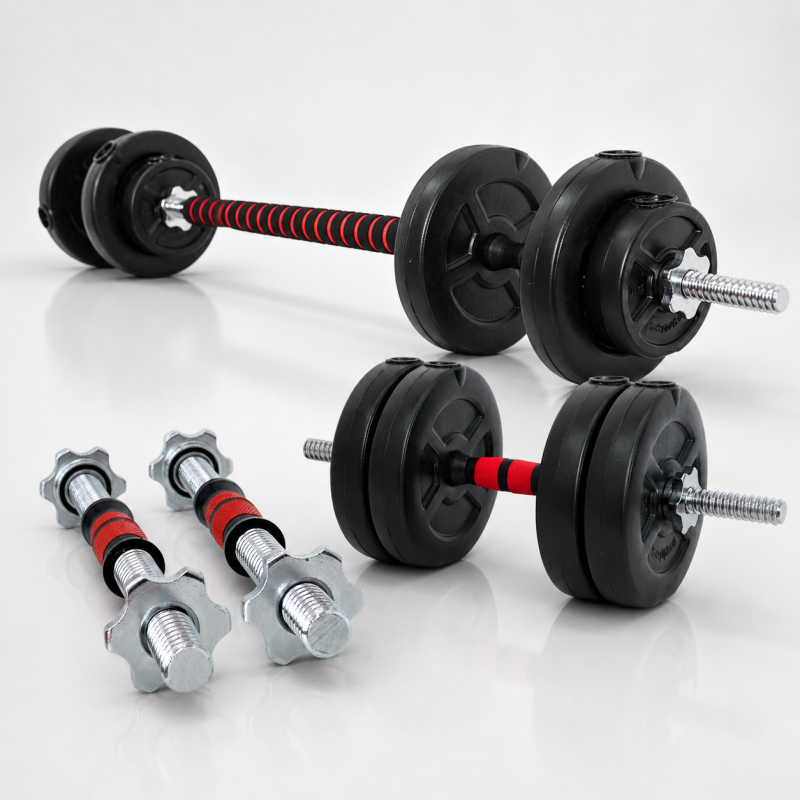 Kit 25 KG Barra Desarmable Cromada con Discos Lisos Importados