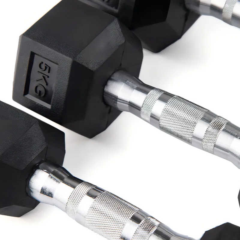 Set Mancuernas Hexagonales Goma Importadas 2,5kg a 30kg