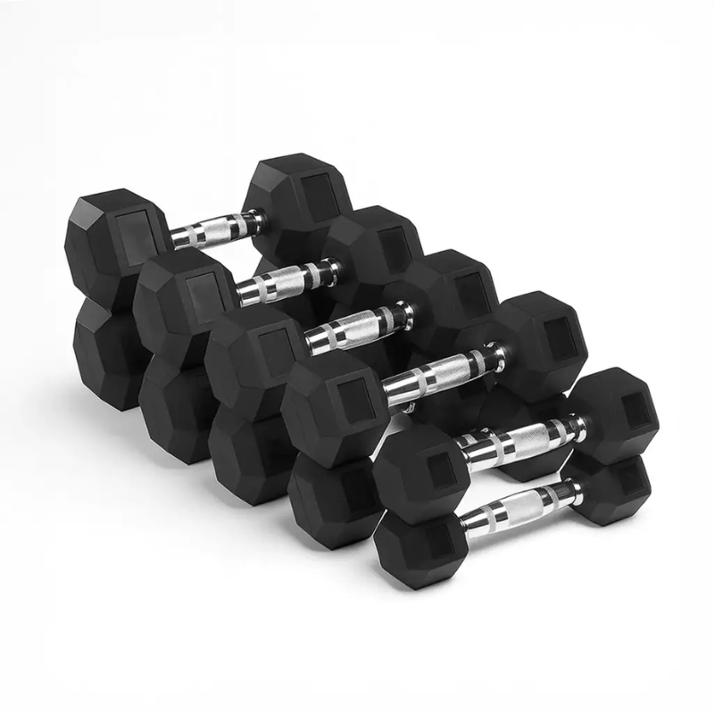 Set Mancuernas Hexagonales Goma Importadas 2,5kg a 30kg
