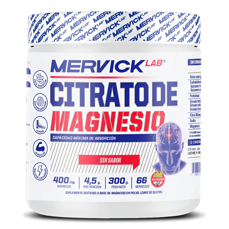 Citrato de Magnesio Mervick Lab 300g Alta Absorción