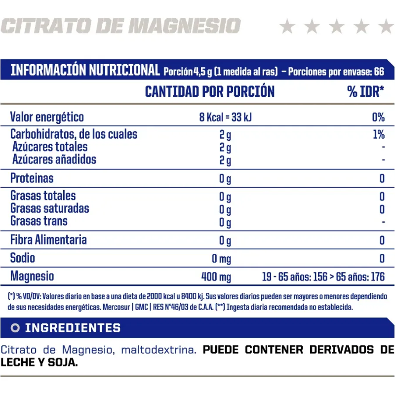 Citrato de Magnesio Mervick Lab 300g Alta Absorción