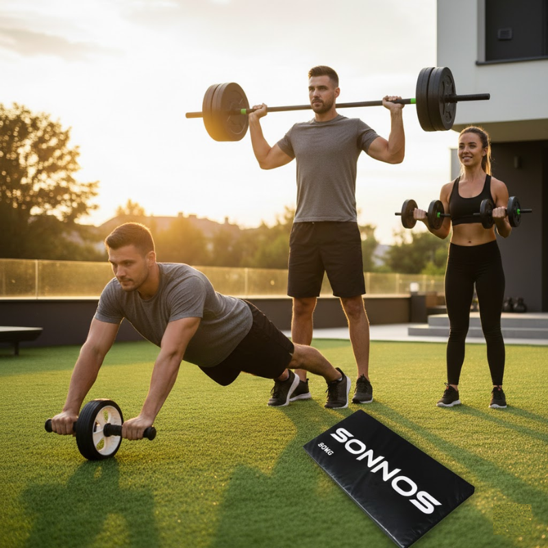 kit 30 kg entrenamiento en casa, kit pesas hogareño, barra y discos pvc, kit gimnasio en casa, entrenamiento funcional hogar, kit principiantes pesas, sonnos deporte