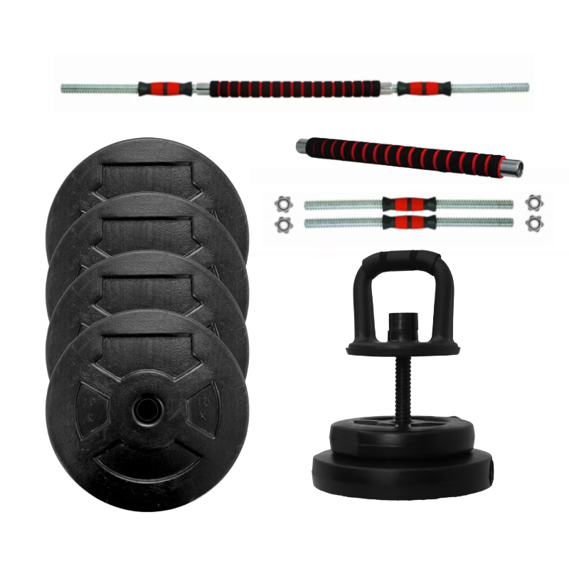 Kit Entrená Fuerza en Casa – Barra Convertible + 20kg Discos