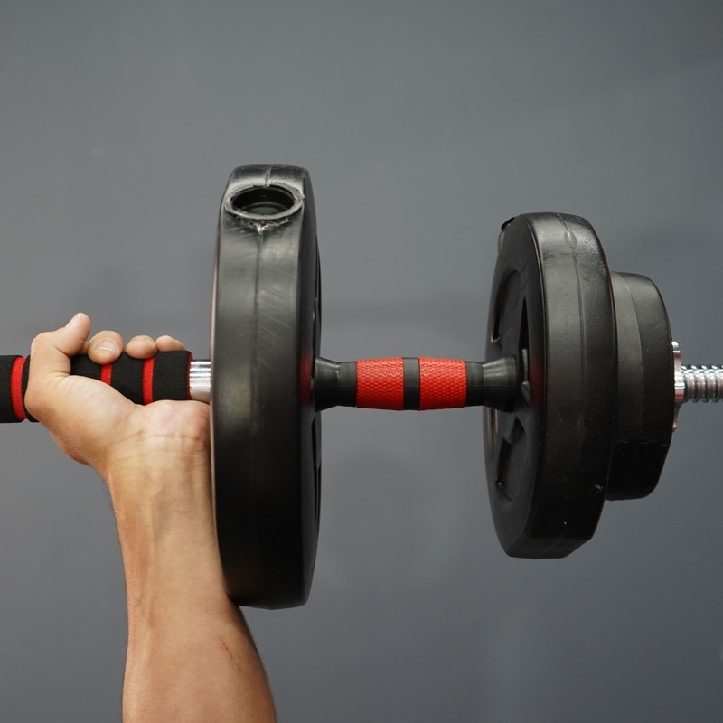 Kit Barra maciza ajustable Cromada  a rosca + 25kg Discos Ø25mm
