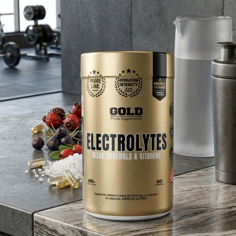 Aminoácidos Gold Electrolytes Gold Nutrition 60 Cápsulas Hidratación Deportiva
