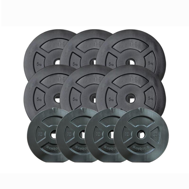 Kit Mancuernas Y Barra Ajustable Regulable A Rosca + 40 Kg. Negro