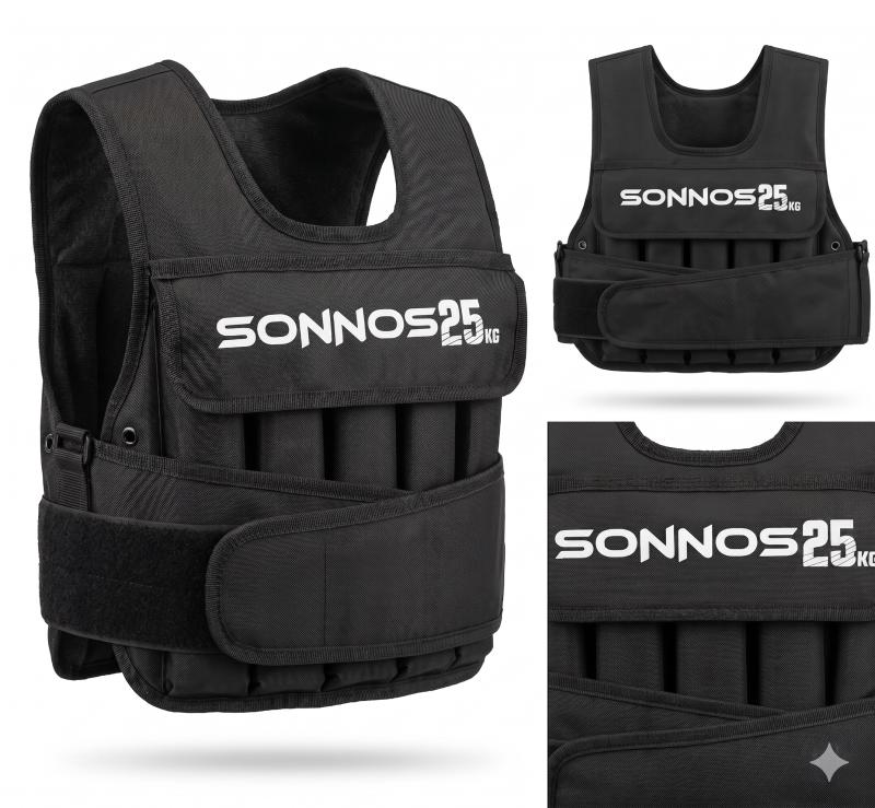 Chaleco de Sobrecarga Sonnos Pro 25kg Regulable para Entrenamiento de Alto Rendimiento